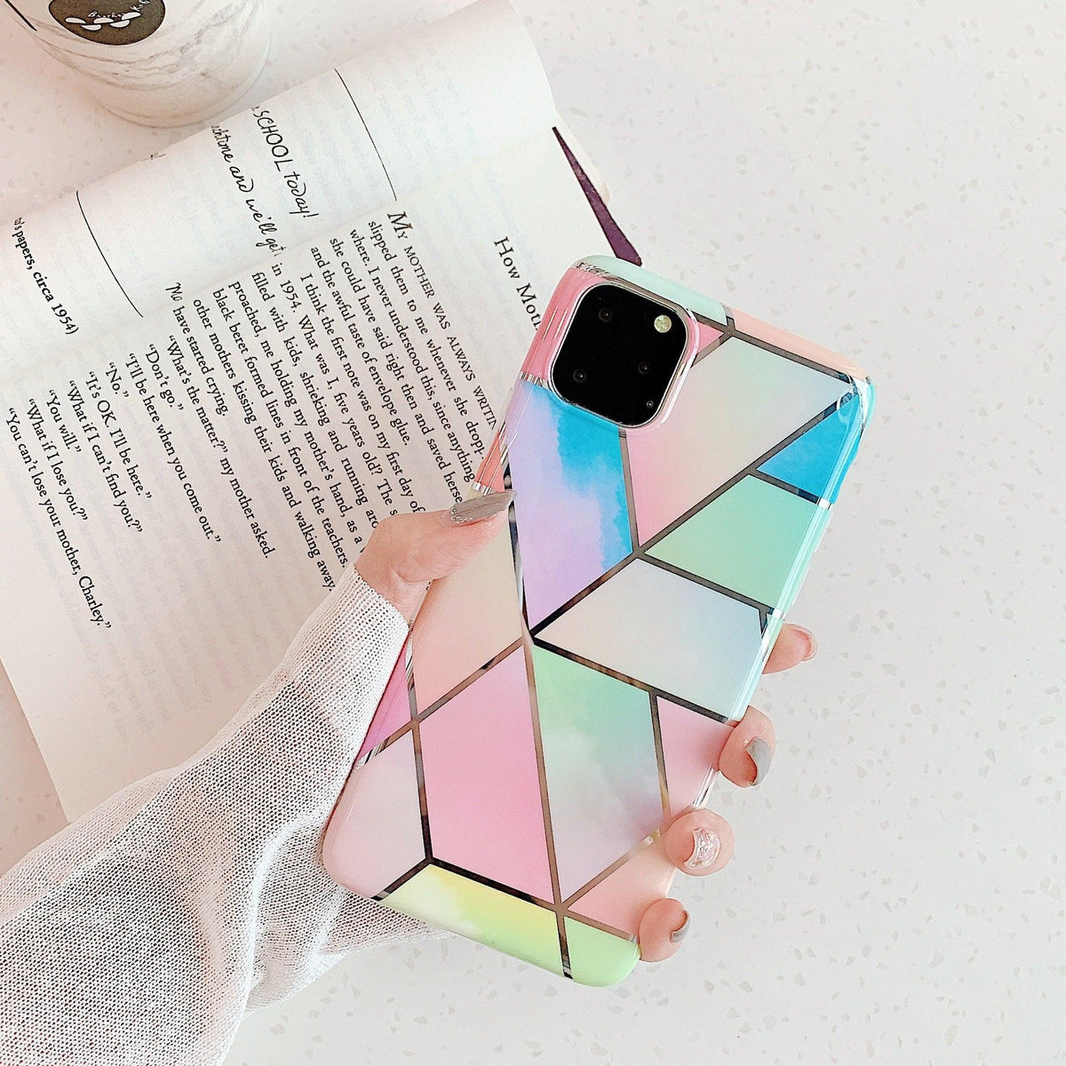 Rainbow Case for iPhone 14 13 12 11 Pro Max XR XS Marble Phone Shockproof Cover Silicone - For iphone 12 Pro