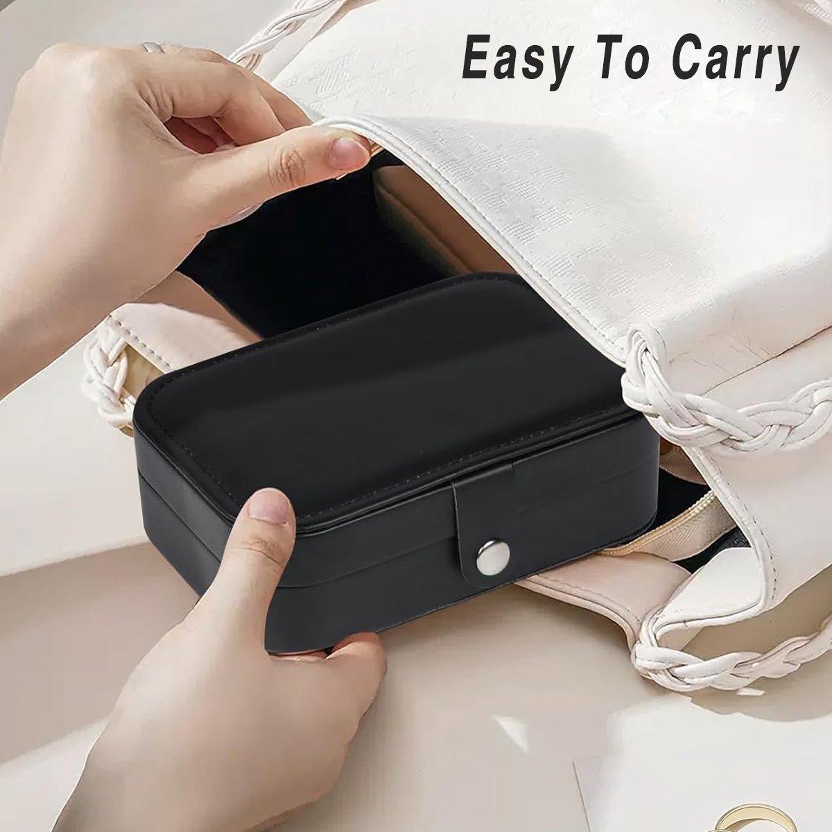 Black Travel Portable Jewelry Box Minimalist Jewelry Organizer Storage Case