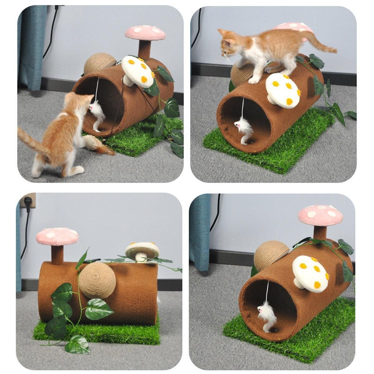 Multifunctional Cat Scratching Board Tree Pet Hut with Hole for Cats and Kittens