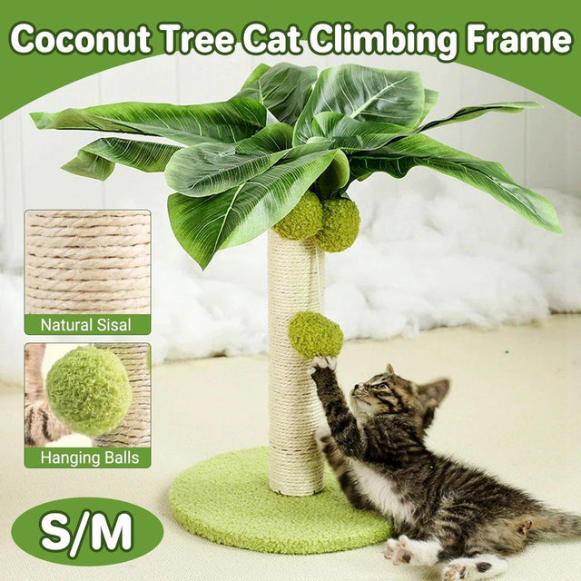 Cat Scratching Coconut Tree Kitten Post Sisal Covered Scratcher Toy 32/38cm - S