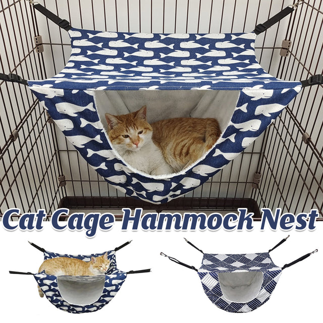 Cat Hammock Hanging Bed Cage Nest Soft Pet House Basket Cat - Blue Whale