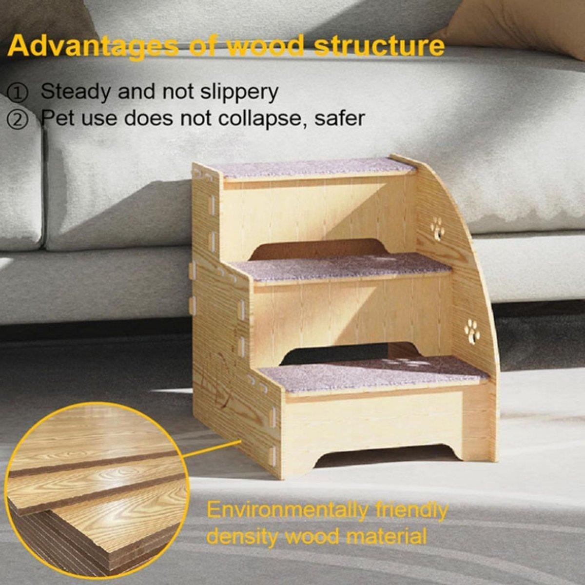 Wooden Pet Climbing Ladder Bed Step Frame Durable Climbing Frame for Small Pets