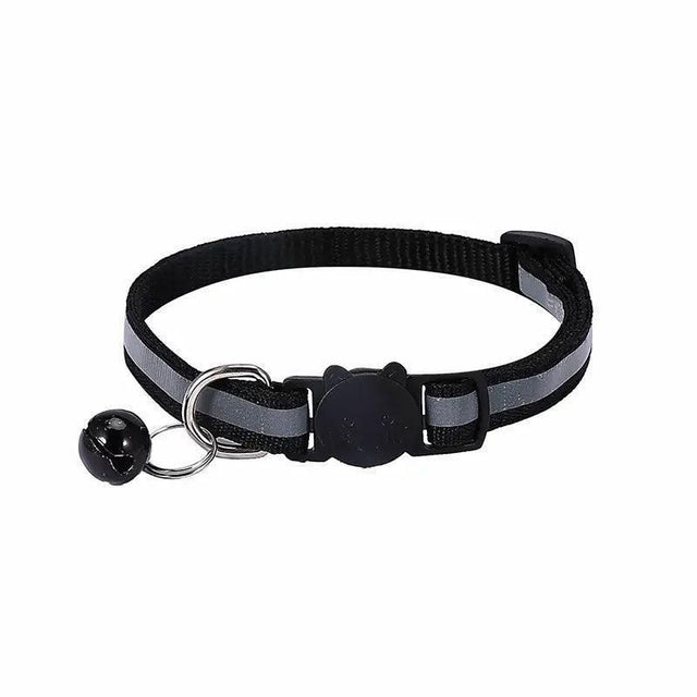 Reflective Cat Collar with Breakaway Buckle Bell for Small Pet Use - Black