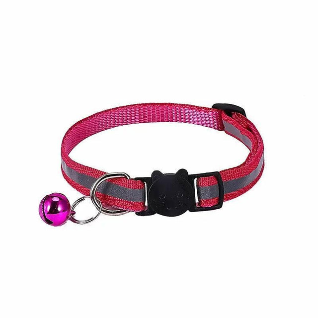 Reflective Cat Collar with Breakaway Buckle Bell for Small Pet Use - Rose Red