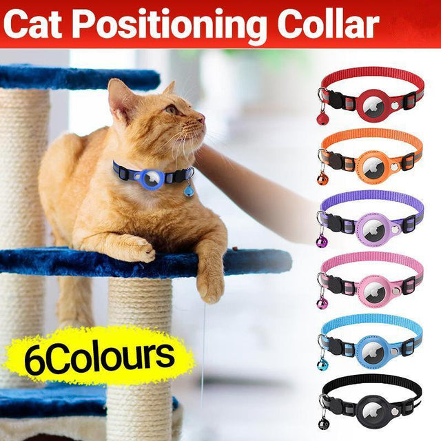 Reflective Pet Collar with Holder for AirTag Tracker – Anti-Lost Cat Dog Tag - Orange