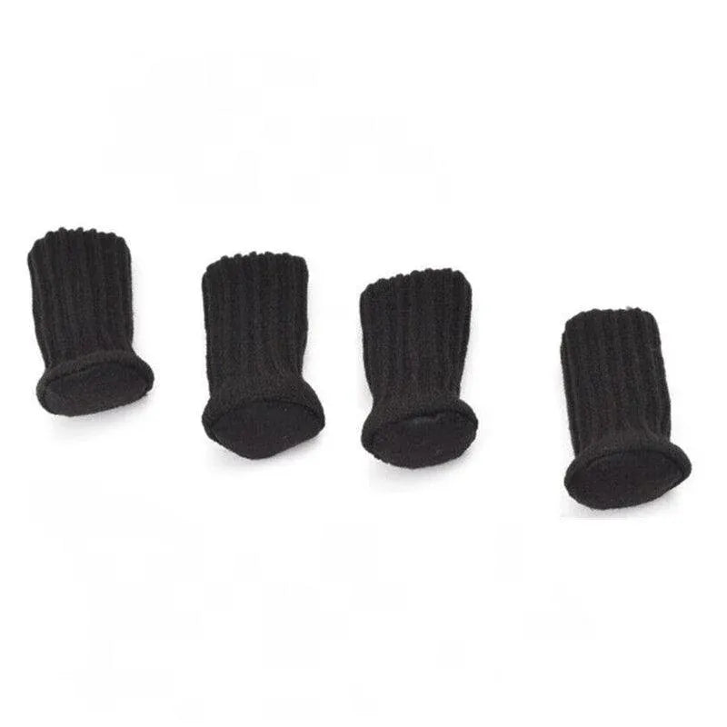 24Pcs Knitted Table Chair Leg Socks Sleeve Floor Protector Furniture Feet Covers - Black