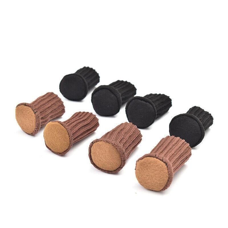 24Pcs Knitted Table Chair Leg Socks Sleeve Floor Protector Furniture Feet Covers - Black