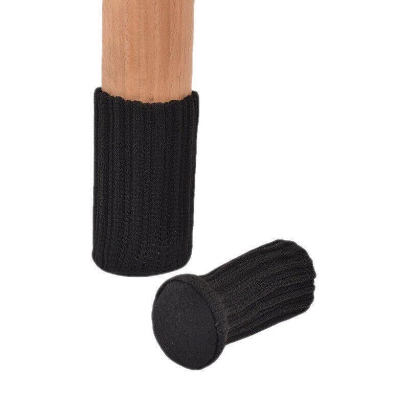 24Pcs Knitted Table Chair Leg Socks Sleeve Floor Protector Furniture Feet Covers - Black