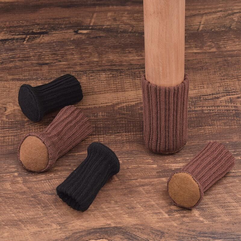 24Pcs Knitted Table Chair Leg Socks Sleeve Floor Protector Furniture Feet Covers - Black