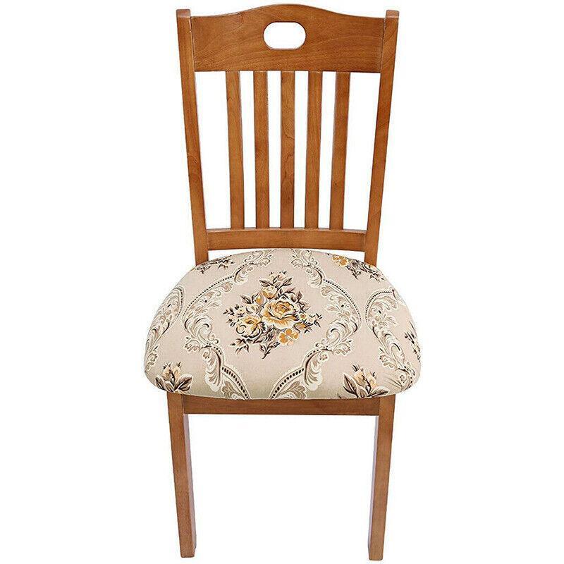 Stretch Dining Chair Seat Covers Removable Seat Cushion Slipcovers Protector - F