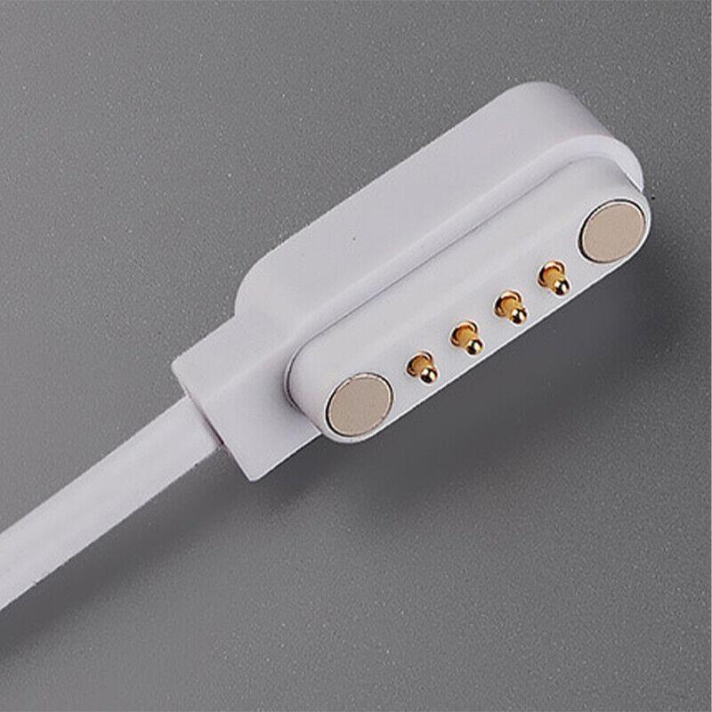 Universal Smart Watch Bracelet Charging Cable 4-Pin 2.54 Snap-on Charger Cords - Black