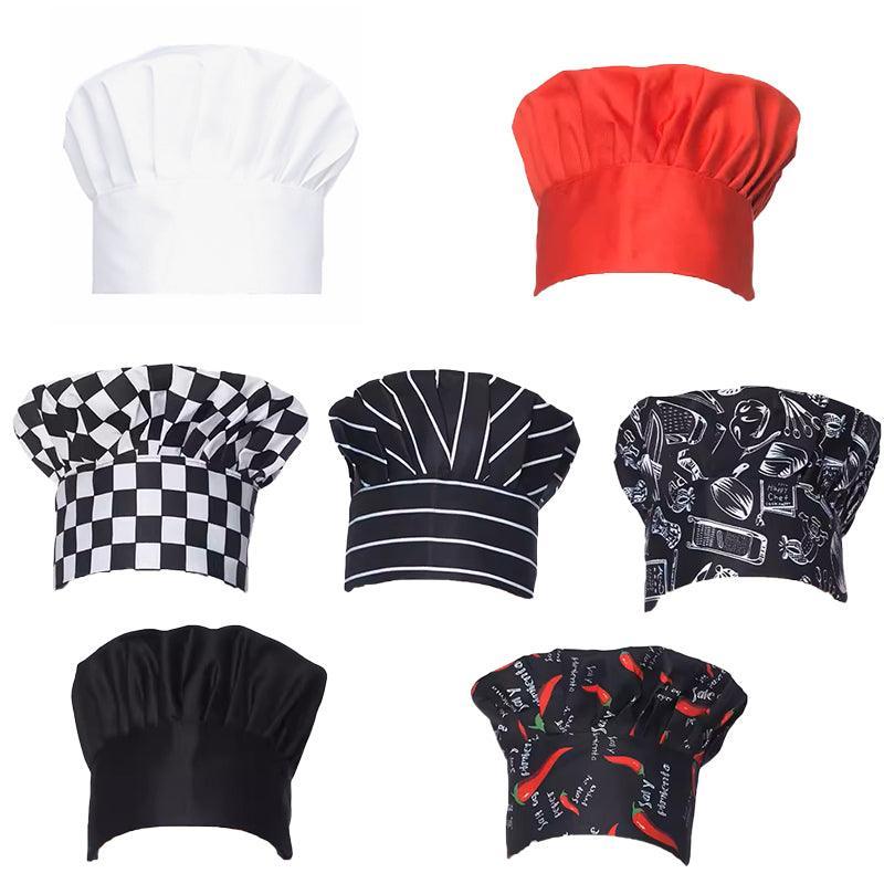 Adjustable Chef Cap w/Elastic Band for Kitchen Cooking Baking Catering Use White