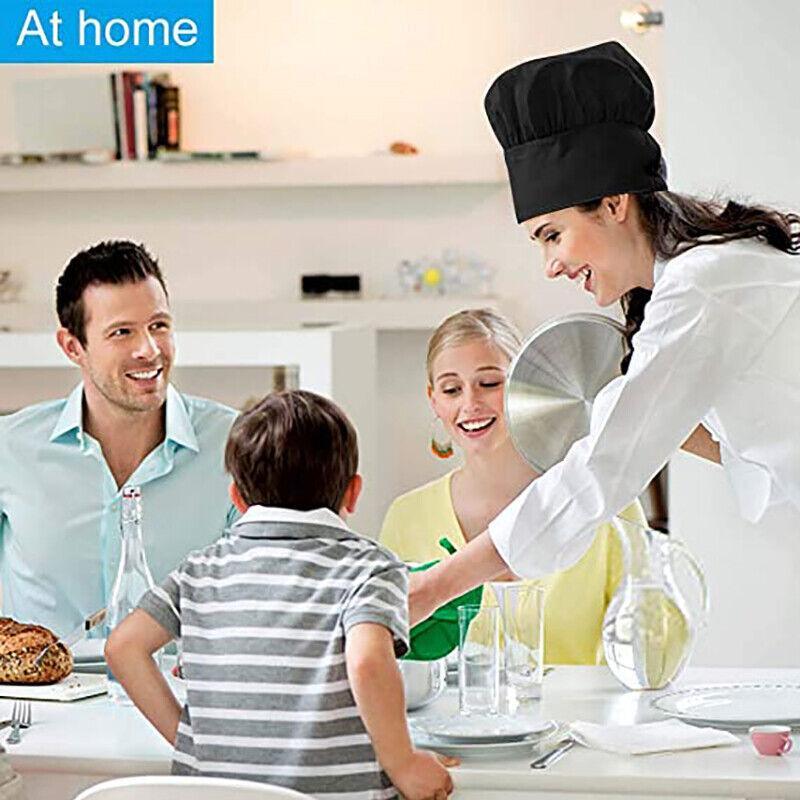 Adjustable Chef Cap w/Elastic Band for Kitchen Cooking Baking Catering Use White