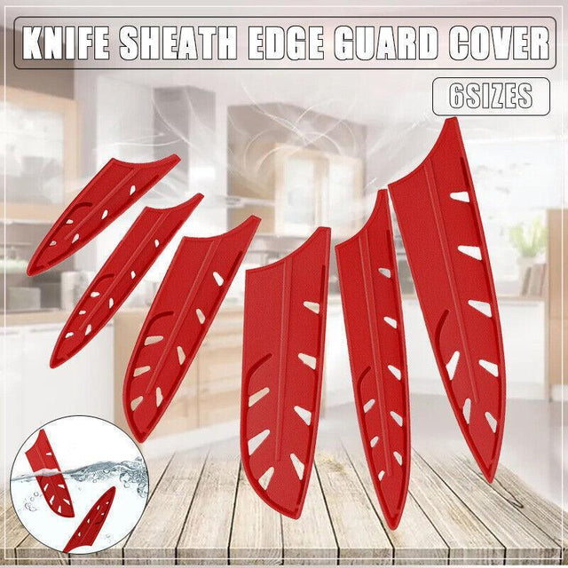 Plastic Knife Sheath Edge Guard Cover Scabbard Slicing Blade Red Chef 8in