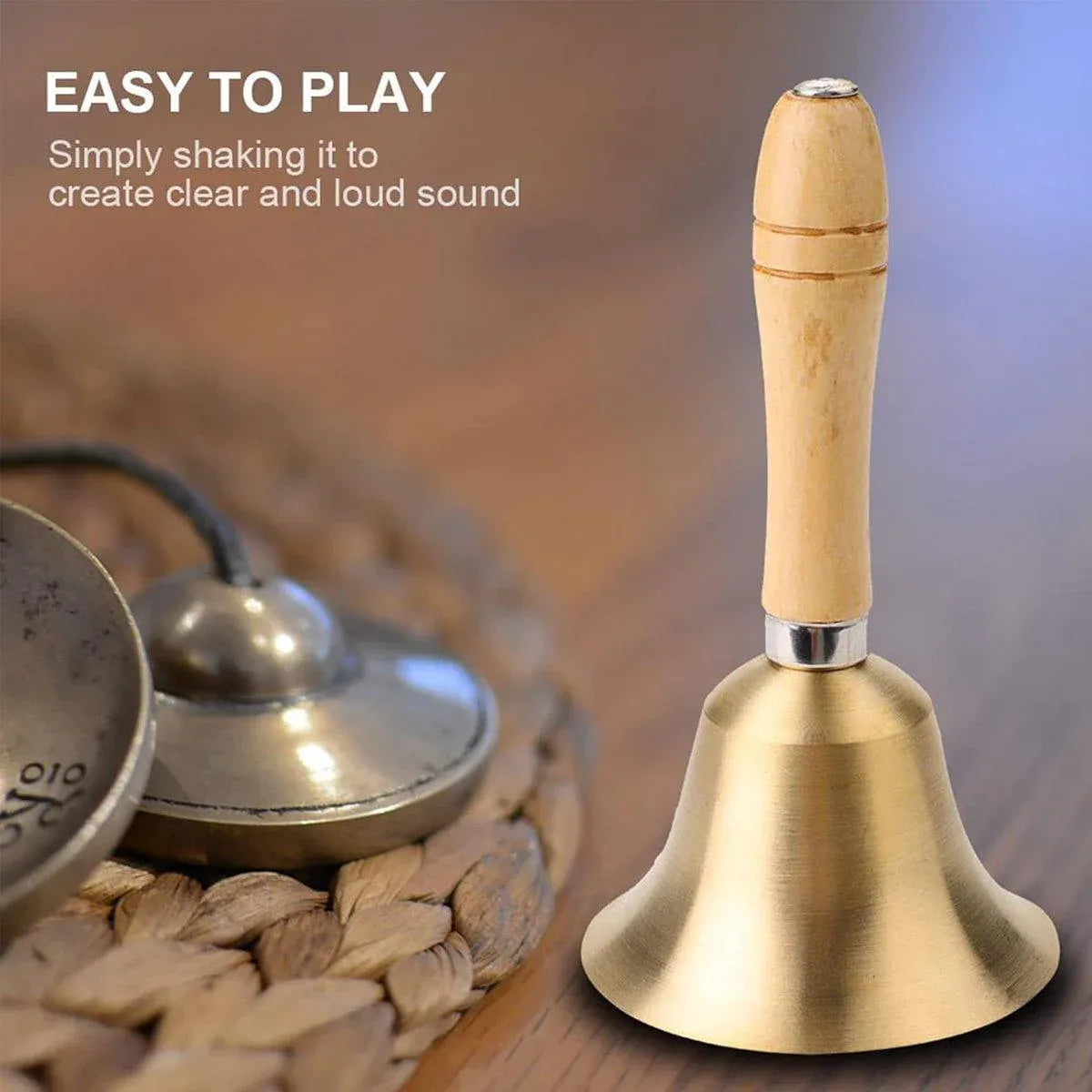 Wooden Handle Hand Bells Christmas Pet Bells Classroom Call Rattles Party Bell
