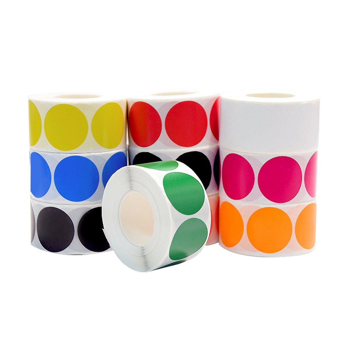 8 Rolls Colored Polka Dot Labels Round Seal Stickers Marking Round Sticker Set - Black