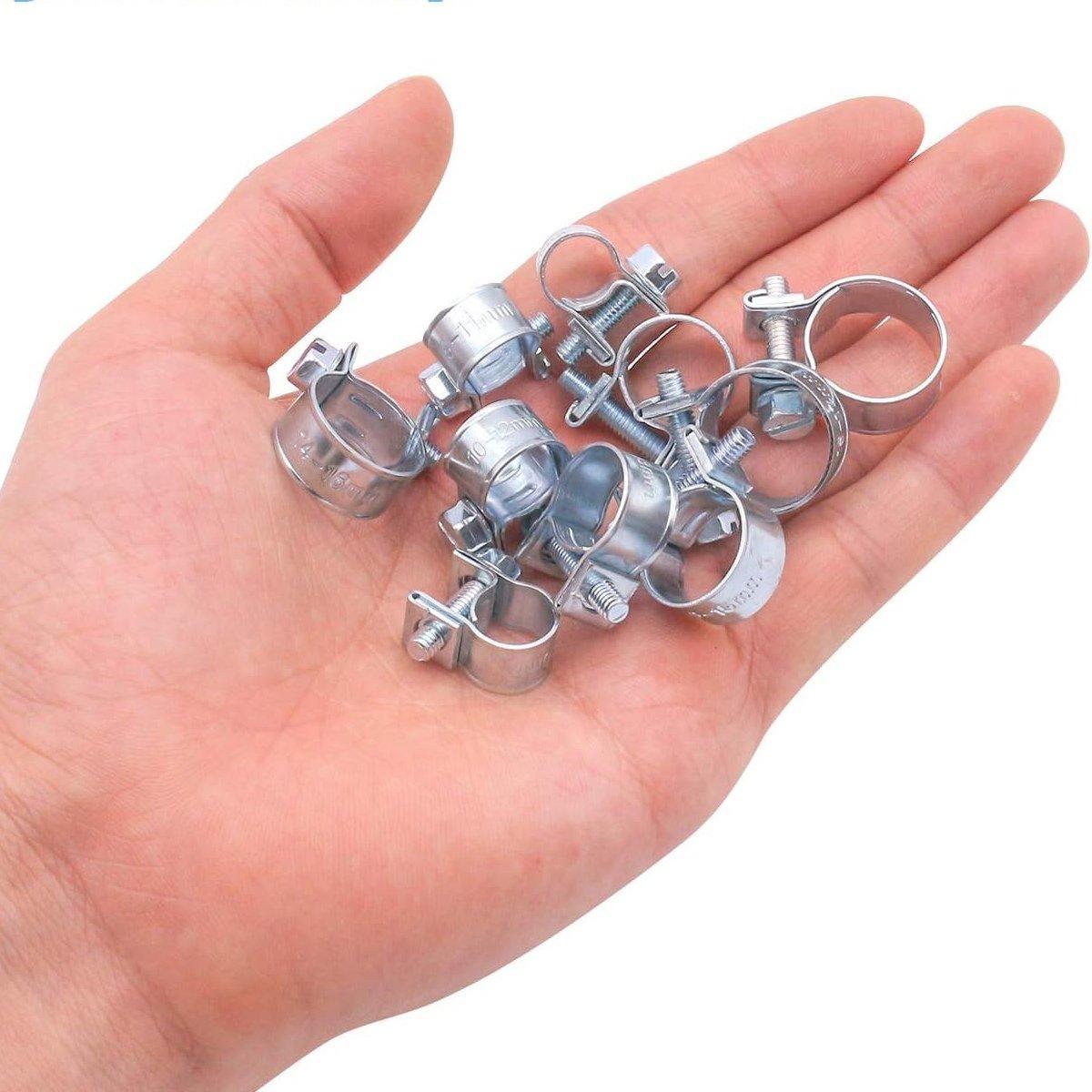10pcs Galvanized Iron Fuel Hose Clamps For Automobile Air Pipe Secure Grip - 14-16mm