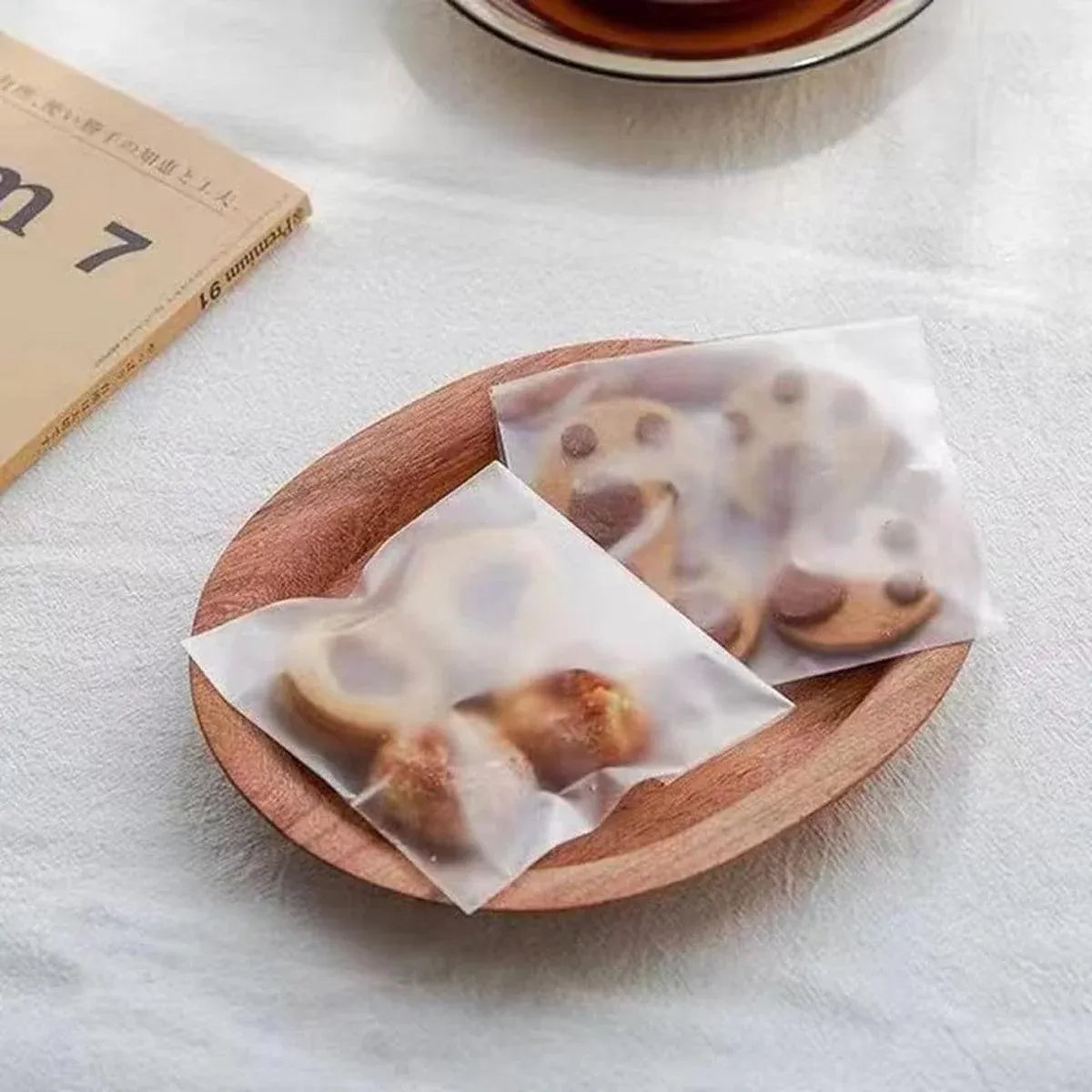 100X Translucent Plastic Candy Packaging Bags Self Adhesive Cookie Biscuit Bags - 14*14