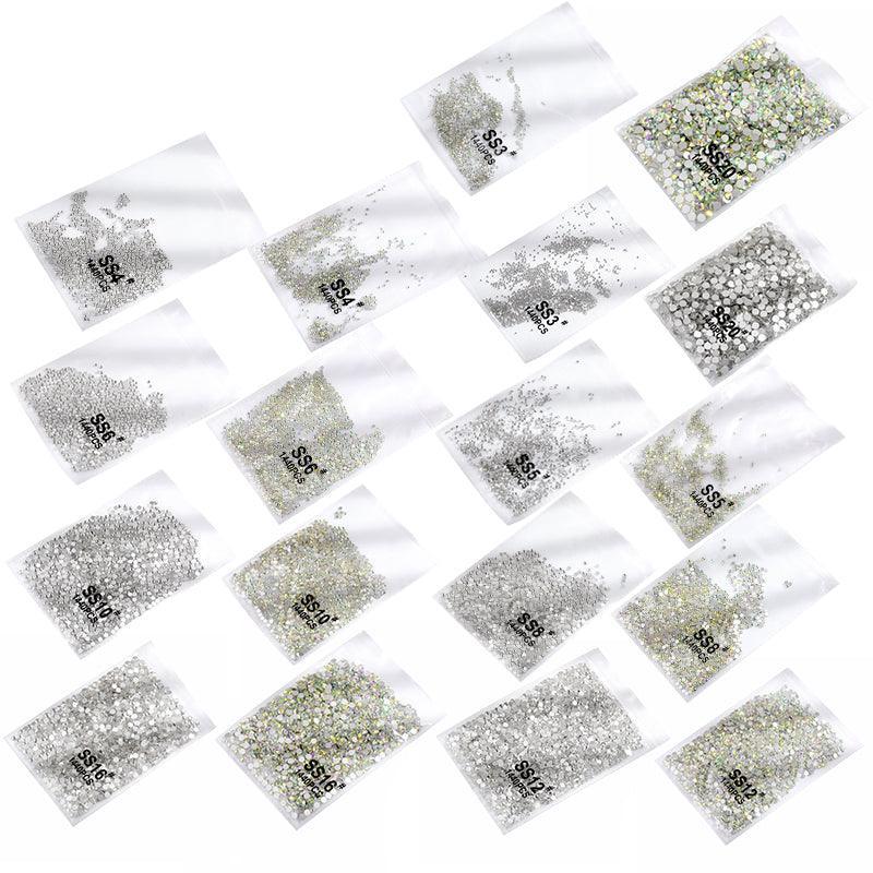 1440Pcs Glitter Rhinestones Crystal Flat Clear Bottom Glass Nail Art Nail Drill - Clear Crystal SS6