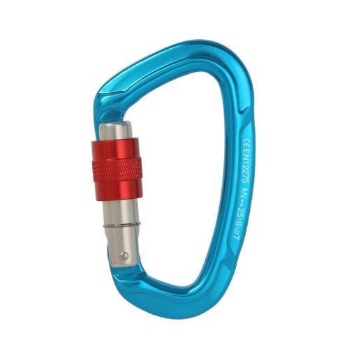 25KN Screwgate Locking Rock Climbing Carabiner Clip Aluminum D Ring Hook Buckle - Red