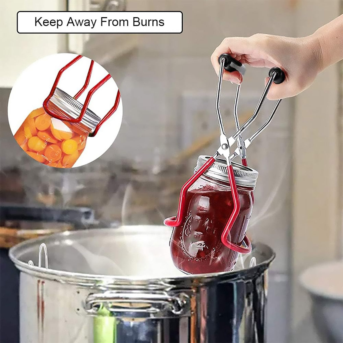 Stainless Steel Canning Jar Lifter Anti-Slip Lifting Tongs Gripper Anti-scalding - Green