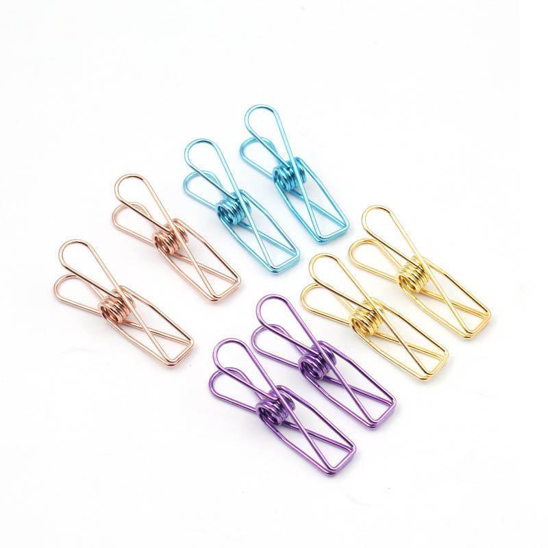 10X Spring Paperclips Metal Wire Hollow Out Clips 33mm Mini Binder Paper Clip - Gold