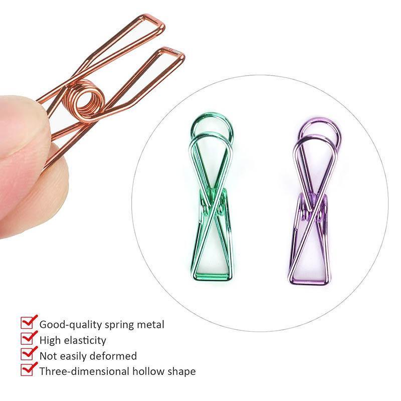 10X Spring Paperclips Metal Wire Hollow Out Clips 33mm Mini Binder Paper Clip - Gold