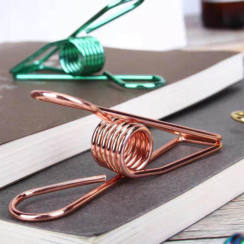 10X Spring Paperclips Metal Wire Hollow Out Clips 33mm Mini Binder Paper Clip - Gold