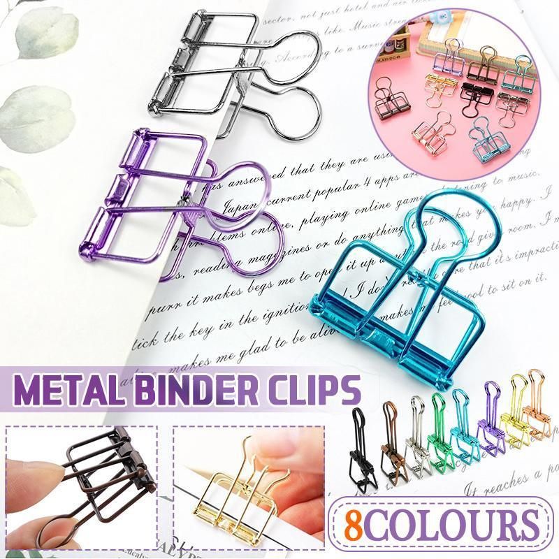 Solid Color Hollow Out Swallowtail Metal Binder Bookmark Clips Office Supplies - Gold