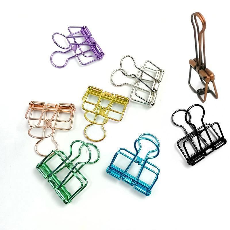 Solid Color Hollow Out Swallowtail Metal Binder Bookmark Clips Office Supplies - Gold