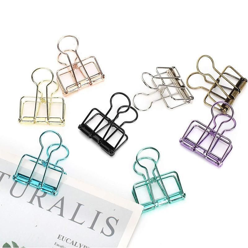 Solid Color Hollow Out Swallowtail Metal Binder Bookmark Clips Office Supplies - Gold