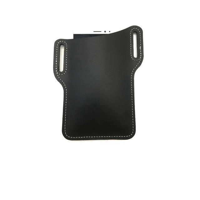 Leather Phone Holster Pouch Belt Clip Loop Waist Bag Cover Case for Men - Black