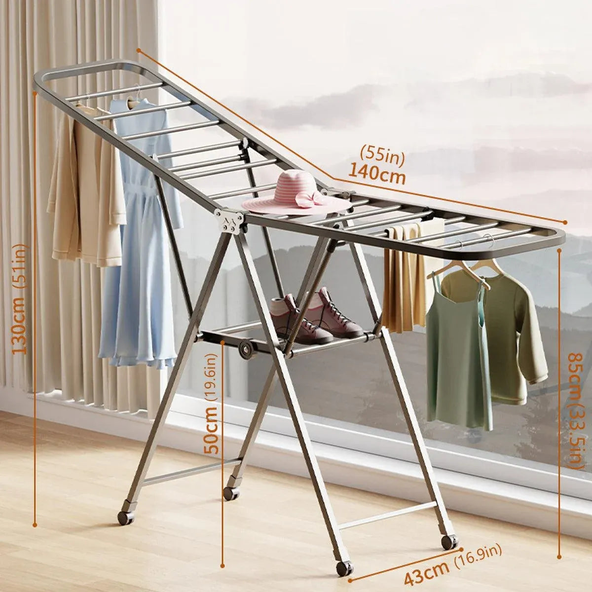 A Frame Clothes Airer Compact Foldable Drying Rack for Laundry Clothes Organizer