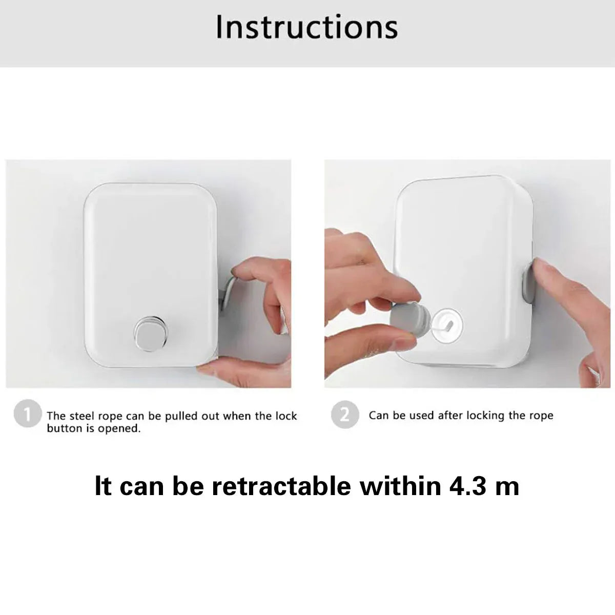 Invisible Clothesline Indoor Drying Rope Wall Mounted Laundry Retractable Line - Grey