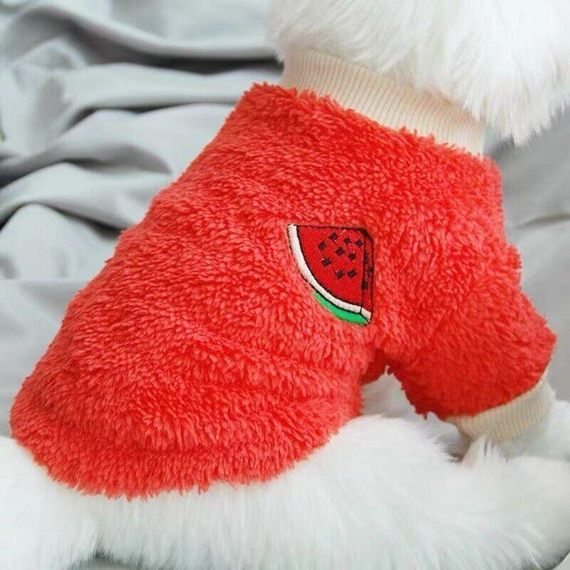 XS Puppy Pet Dog Fleece Warm Jumper Sweater Coat Small Yorkie Chihuahua Cat Clothes - Red