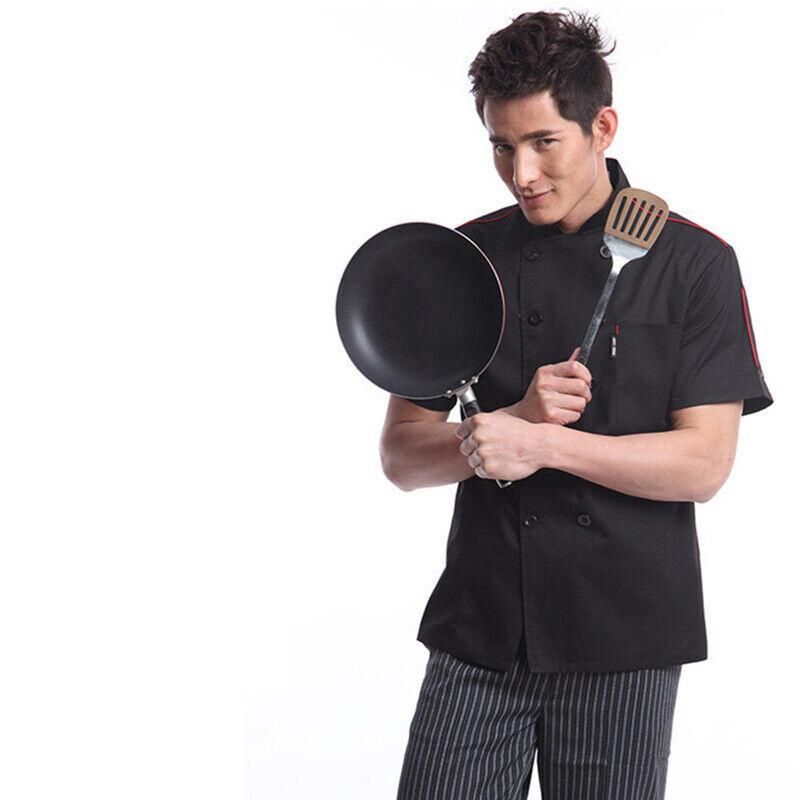 Unisex Mesh Sleeve Chef Coat Jacket Restaurant Hotel Cook Short Clothes Uniform
