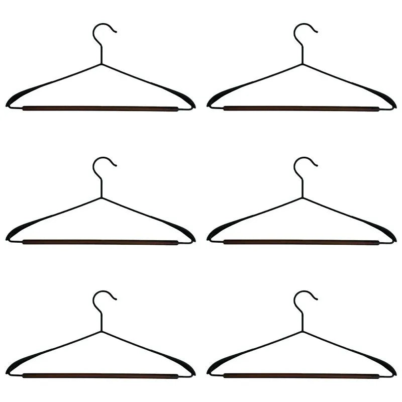 6pcs Iron Wood Combination No Trace Hangers Non Slip for Coat Shirt Closet