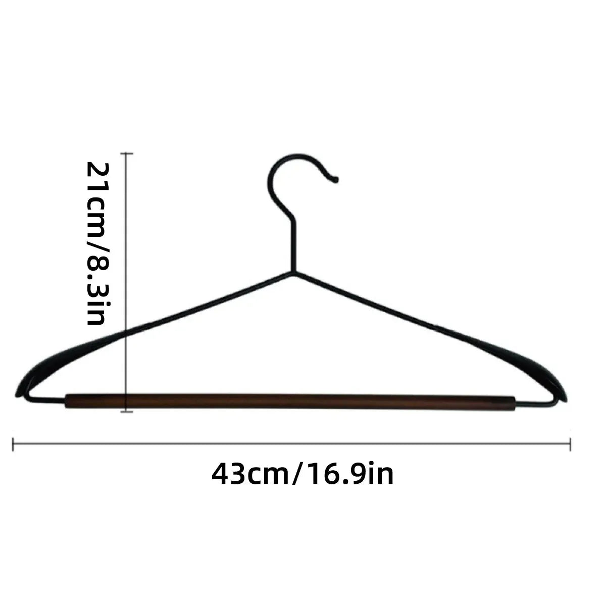 6pcs Iron Wood Combination No Trace Hangers Non Slip for Coat Shirt Closet
