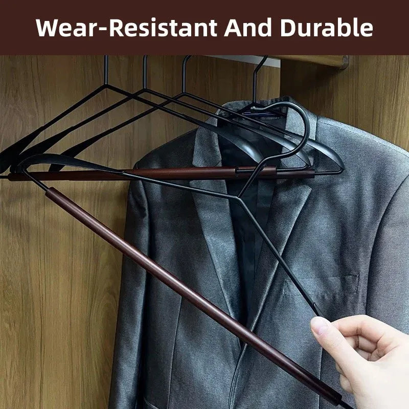 6pcs Iron Wood Combination No Trace Hangers Non Slip for Coat Shirt Closet