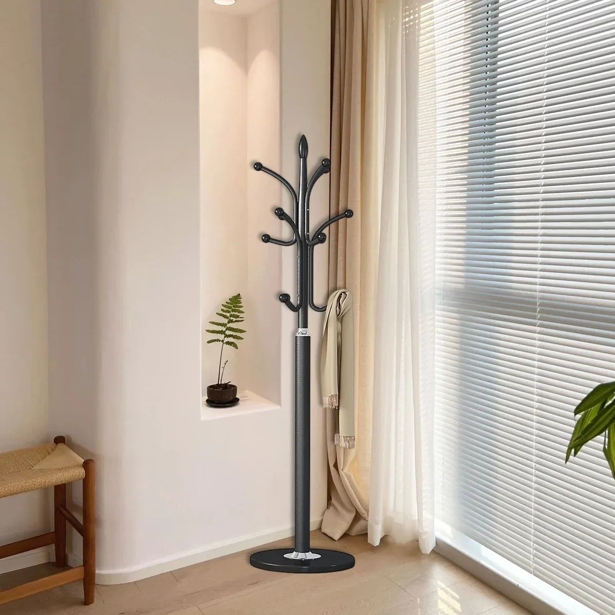 Bedroom Floor Standing Coat Rack Clothes Hanger Space Saving Stable Durable