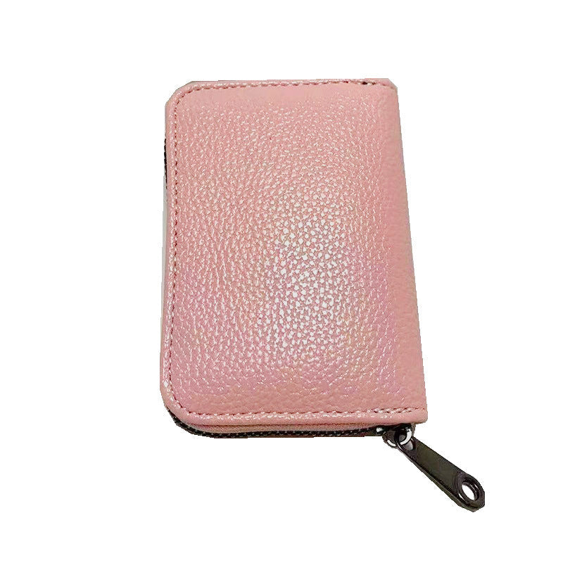 Compact Zipper Organ Card Cover Holder Wallet ID Bag Short Coin Purse Pockets - Brown