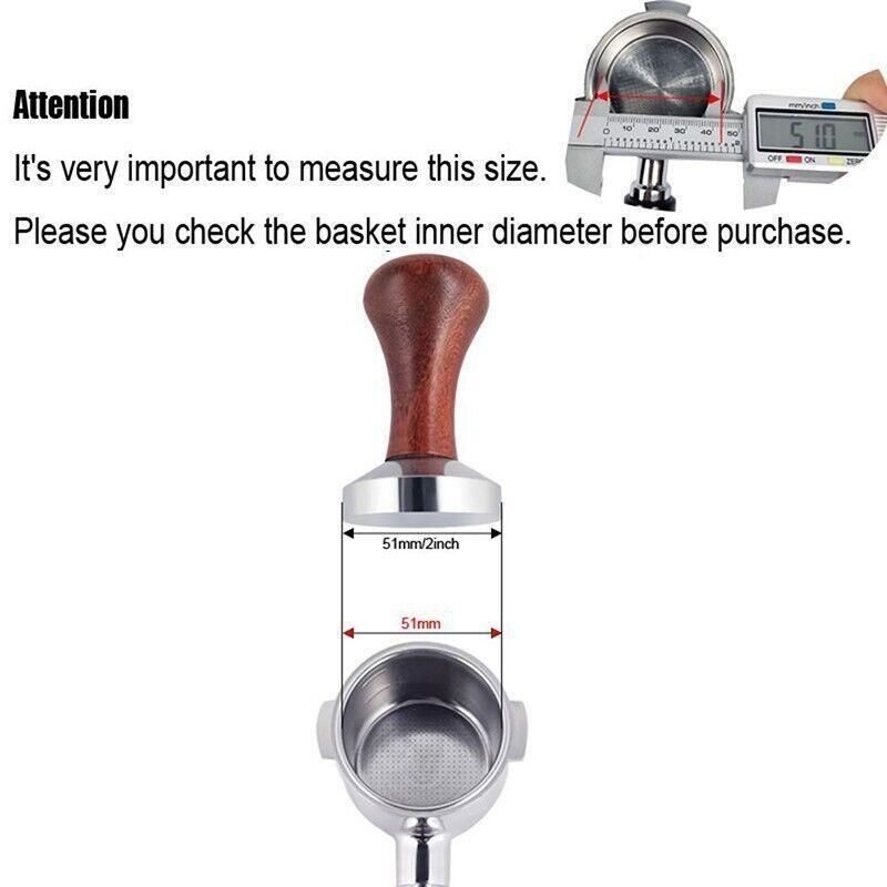 51mm Coffee Tamper Aluminum Alloy Base Wooden Handle for Espresso Machine