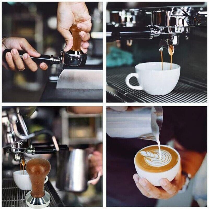 51mm Coffee Tamper Aluminum Alloy Base Wooden Handle for Espresso Machine