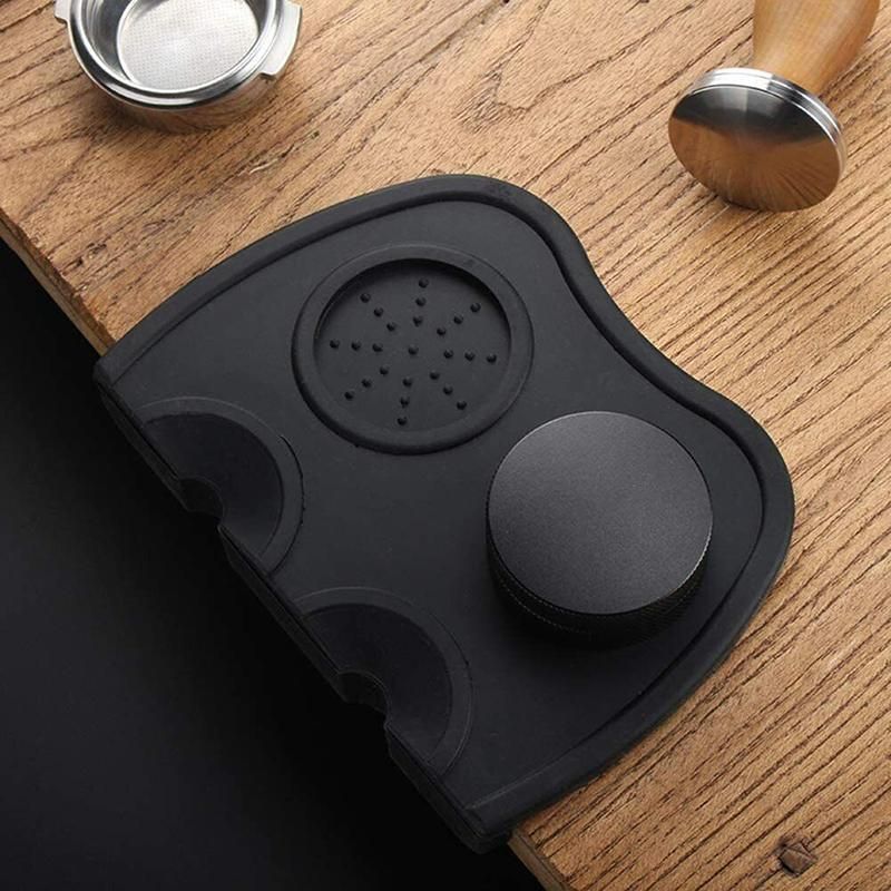 Double Slot Silicone Coffee Tamper Mat | Non-Slip Corner Tamping Pad 21×15×4cm
