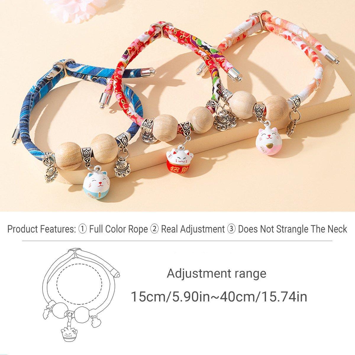 Camphor Wood Bead Collar with Bell Necklace for Cats and Dogs Pet Accessories - Pink-Longevity Lock