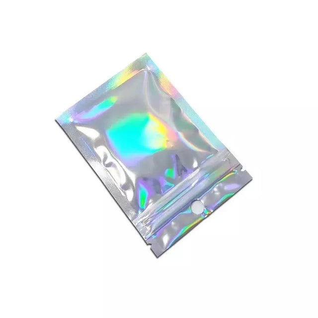 100/200X Iridescent Zip Bags Food & Holographic Makeup Pouch - 10.5*15cm 100PCS