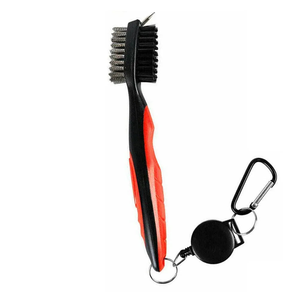 Golf Cleaning Brush Retractable Stock Color Groove Cleaner With Reel Club Ball - Black