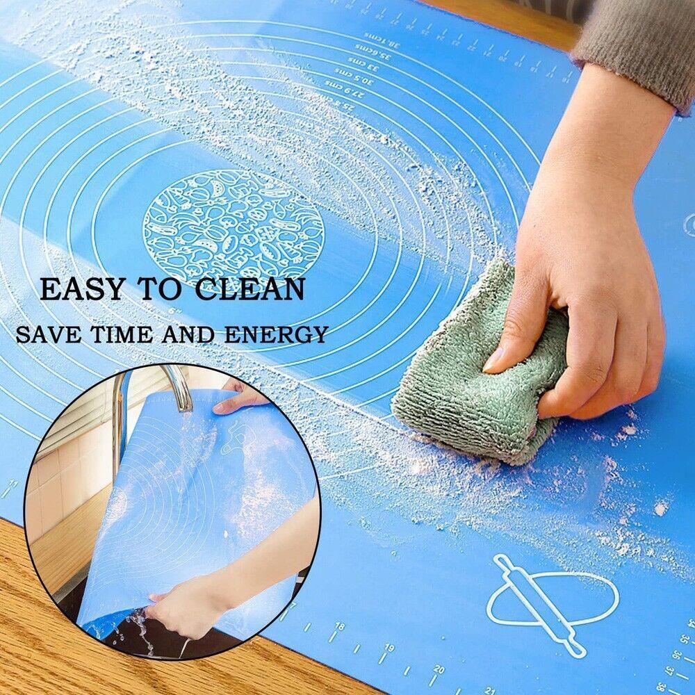 Blue Reusable Non-Stick Silicone Rolling Dough Mat Cake Pastry Baking Fondant Sheet - 64*45cm