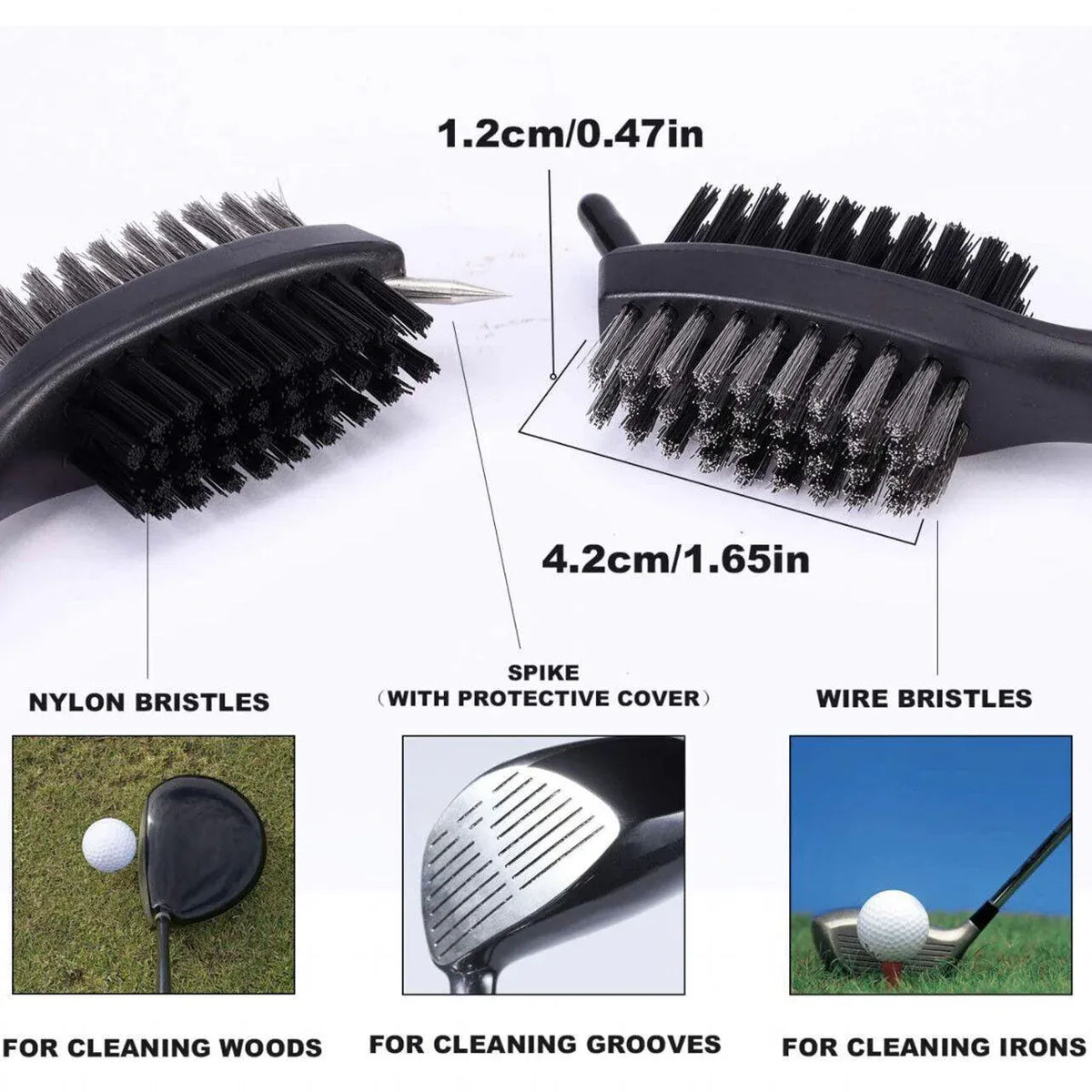 Golf Cleaning Brush Retractable Stock Color Groove Cleaner With Reel Club Ball - Blue