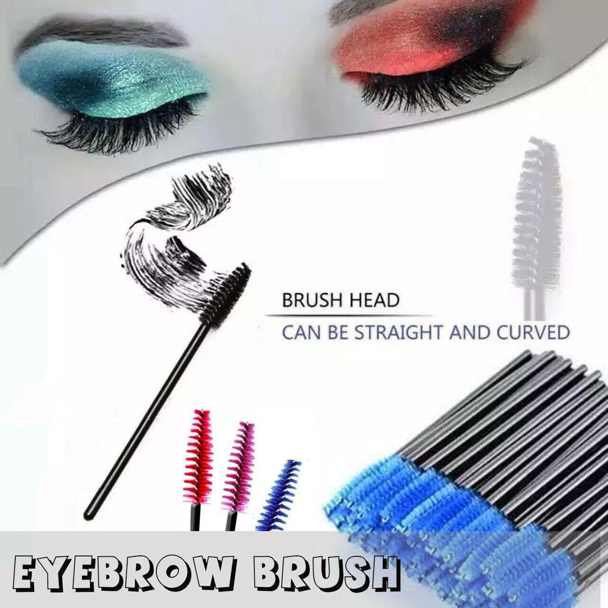 50X Disposable Mascara Wands Eyelash Brushes Applicator Lash Extension Brush - gold+pink